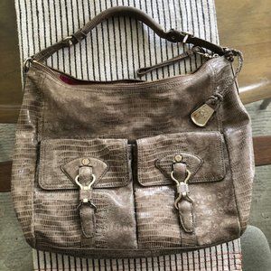 Cole Haan Snakeskin Leather Shoulder Hobo Bag